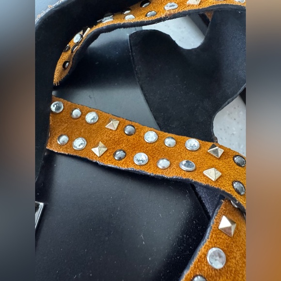Zara Orange and Black Strappy Sandals with Studs - Picture 4 of 9